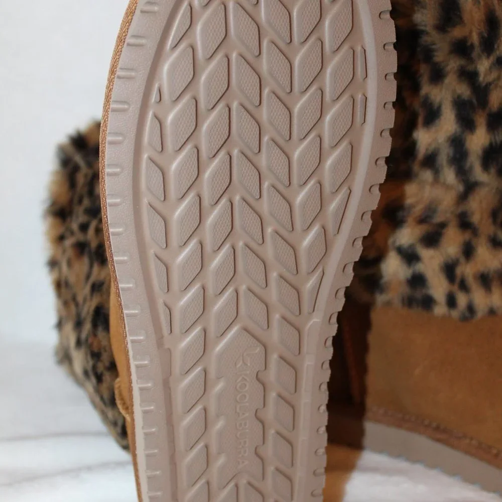 UGG KOOLABURRA NEW SUEDE LEOPARD FUR‎ BOOT CHESTNUT